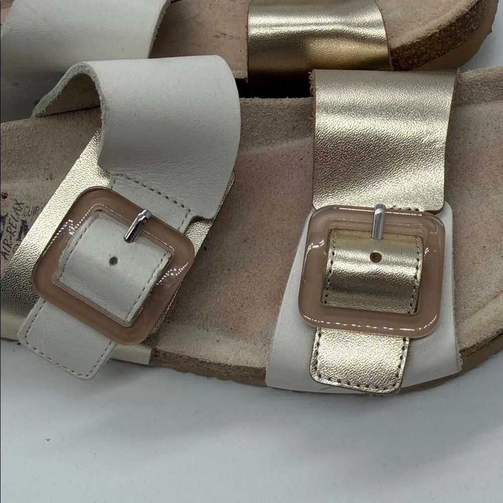 Mephisto Kids Double-Buckle Sandals‎ in Cream and Gold 36/6 US size